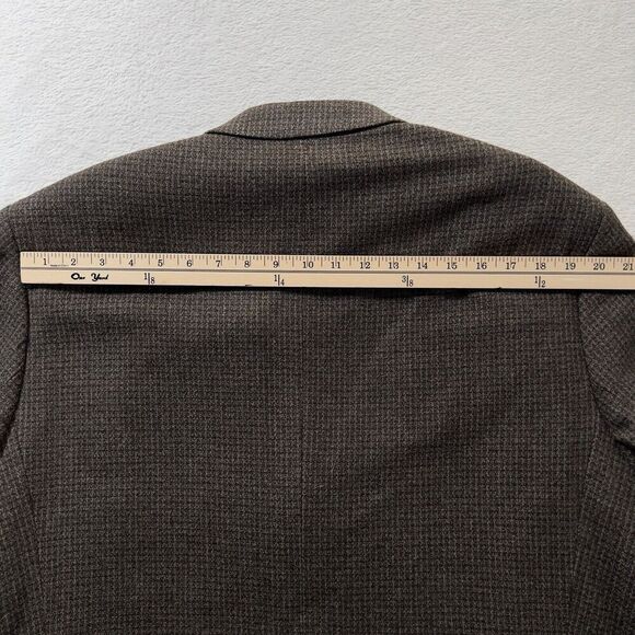 Structure Grid Sport Jacket Mens Sz 46 Brown Wool Blend 3 Button Blazer - Picture 16 of 16